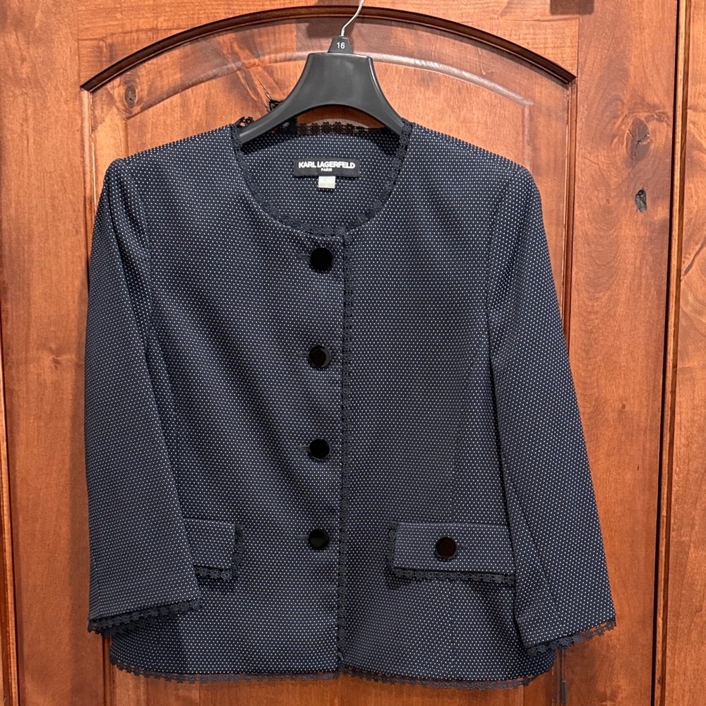 Karl Lagerfeld Dark Blue Textured Blazer